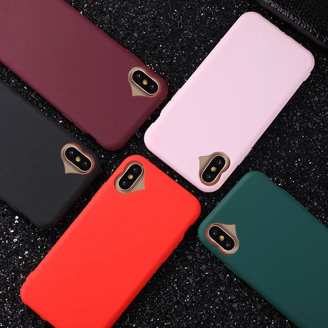 

Fashion Love Couple Silicon Case For iPhone 6 S 6S 7 8 Plus 5 5S SE iPhone 6Plus 6SPlus 7Plus 8Plus Cell Phone Solid color Cover