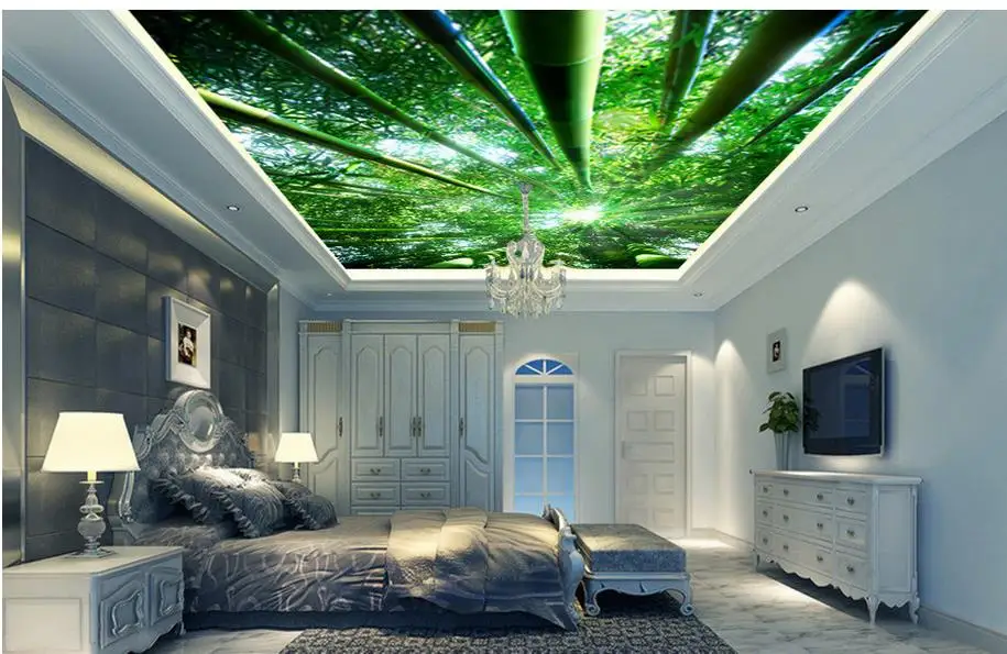 Avoir Images Papier Peint Intisse Vert Bambou Plafonnier Papier Peint 3d Mural dernière par