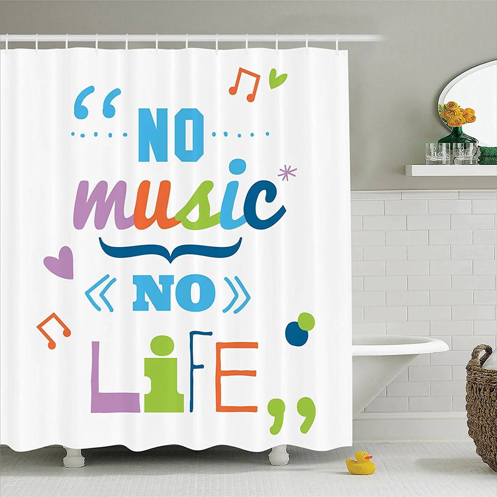 Кавычки декора душ занавес набор &quotNo Music No Life&quot Забава аплодисменты поговорки