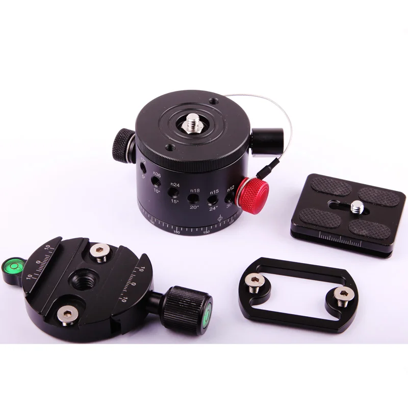 360 Degree Panoramic Ballhead Clamp 10 Indexing Head Rotator with Quick Release Plate for Camera Tripod Head