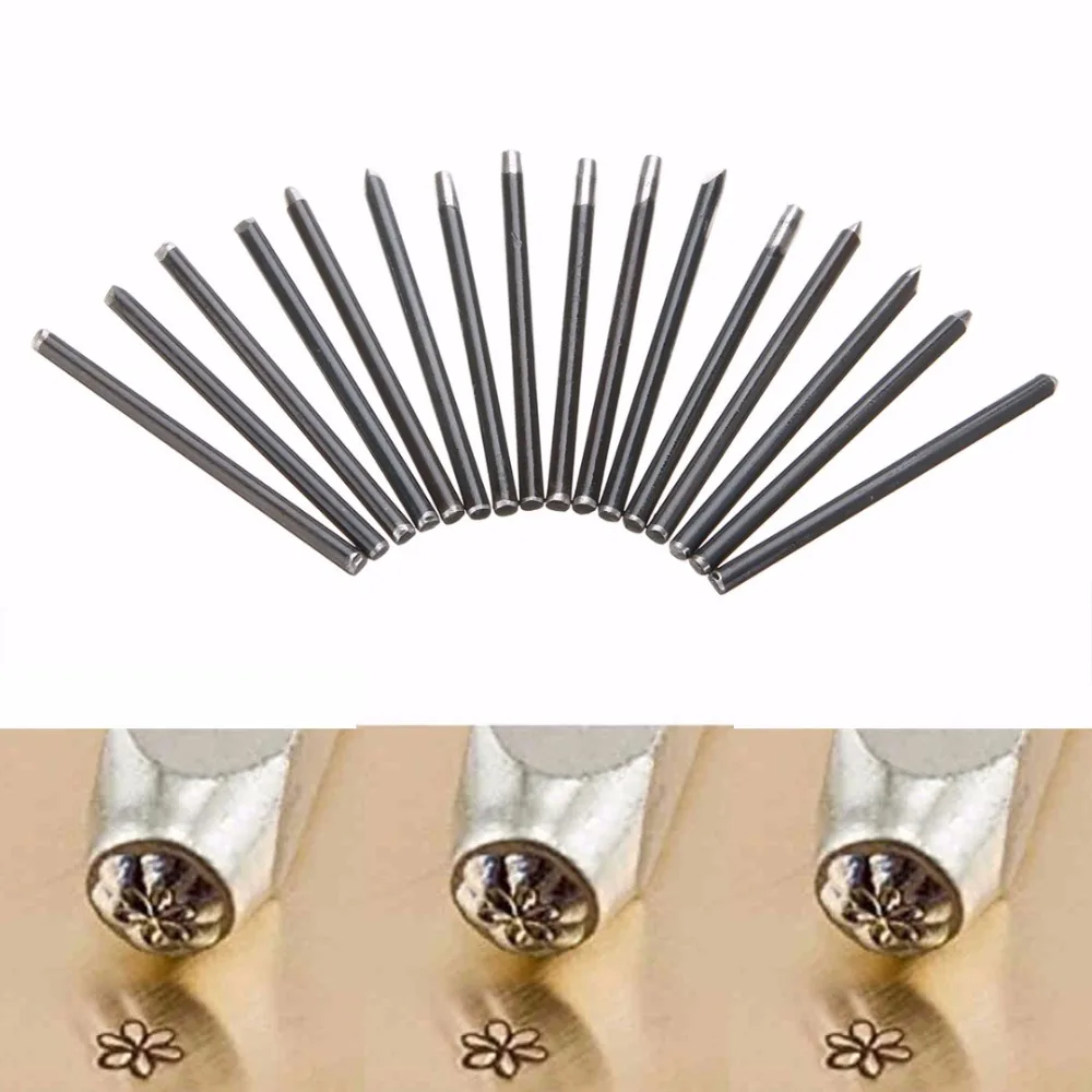 

16pcs Assorted Flower Punches For Jewelry Flower Punch Steel Stamp Curved Design Tools