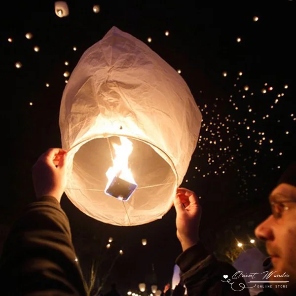 light balloons in sky