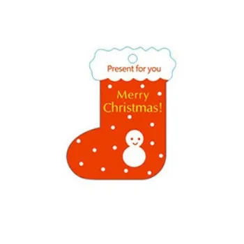 10 шт./лот Мини(без веревки) Санта Клаус Рождественская елка носки Снеговик Подарочная коробка бирки открытка год благословение поздравление подарочная карта сообщения - Цвет: 02