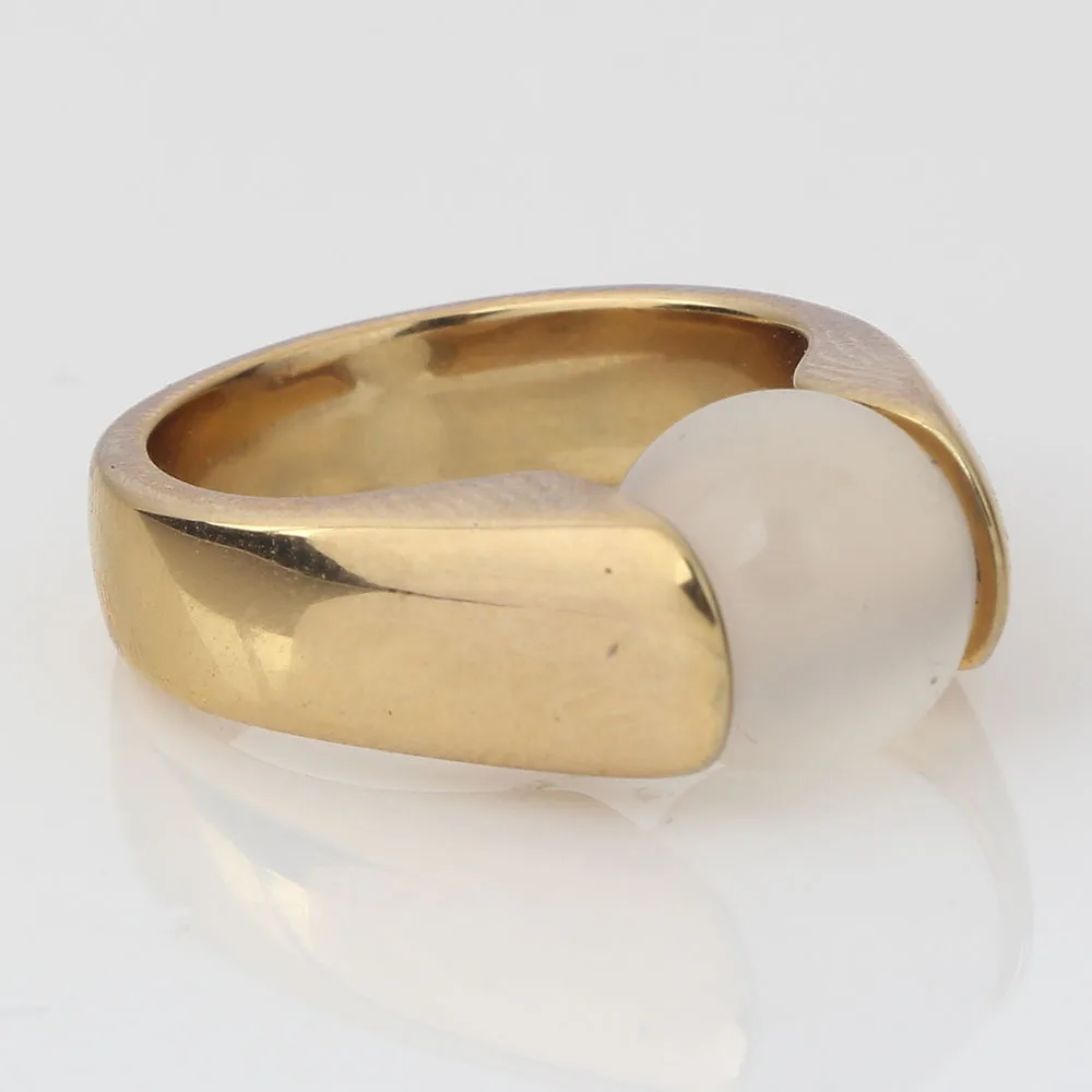 Изысканное круглое многоцветное кольцо из нержавеющей стали с камнем золотого цвета для женщин, Трендовое обручальное свадебное ювелирное изделие CG1296