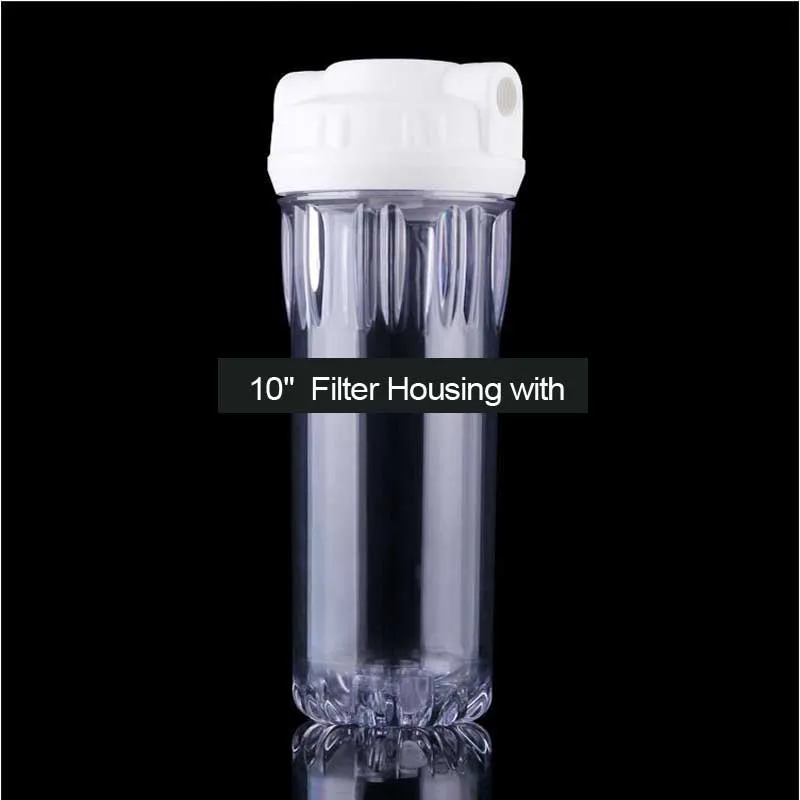 

1/4" inlet&outlet ,Transparent Slim Water Filter Housing Flat Cap, 10" Lenght ,Double Oring ,Fits Most RO Systems No Leak Design