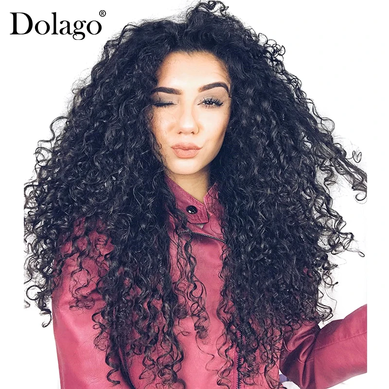 

250% Density Deep Wave Lace Front Human Hair Wigs For Women Brazilian Lace Frontal Wig Pre Plucked Natural Black Dolago Remy