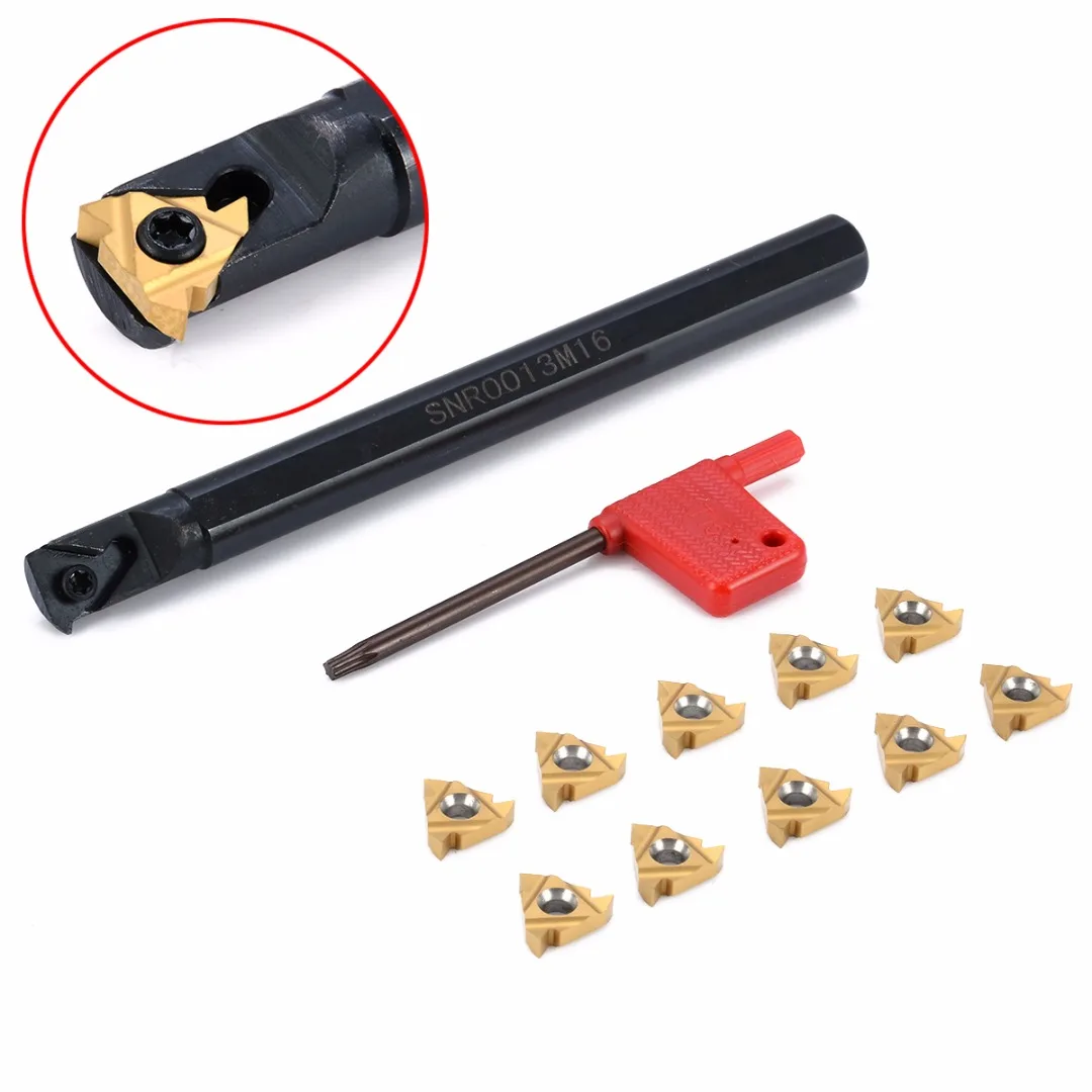 Practical Processing Tool SNR0013M16 CNC Lathe Threading Turning Tool Holder Boring Bar + 10pcs Carbide Inserts Blades + Wrench