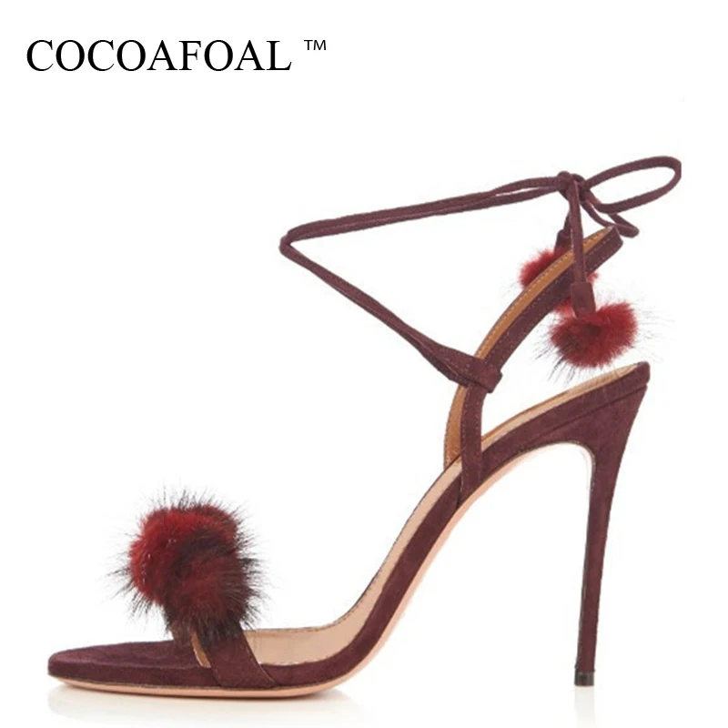 

COCOAFOAL Women Strappy Heels Sandals Plus Size 33 43 Wedding Pole Dance Lace Up Sandals Summer Peep Toe Pumps Sandalia Feminina