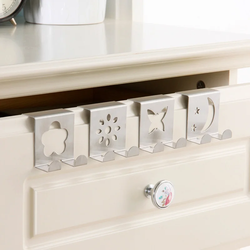 4Pcs/Set Cartoon Figures Over Door Hooks Drawer Hook High-Grade Stainless Steel Back Door Hook Rack Hanger For Clothes Bag Hat