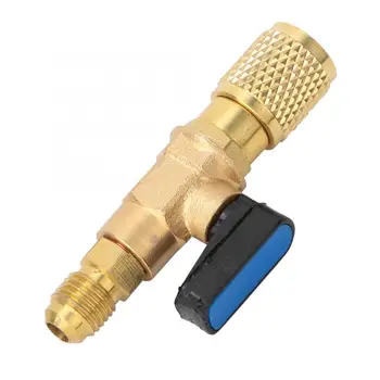 

Brass R22 Refrigeration Ball Valve Adapter 45BAR Refrigerant Ball Valve Connector G1/4''