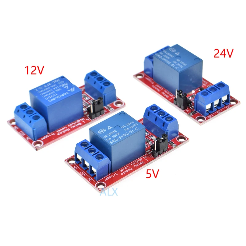 

1 channel 5V 12V 24V relay module board with ptocoupler isolation high and low level trigger one channel relay expansion board