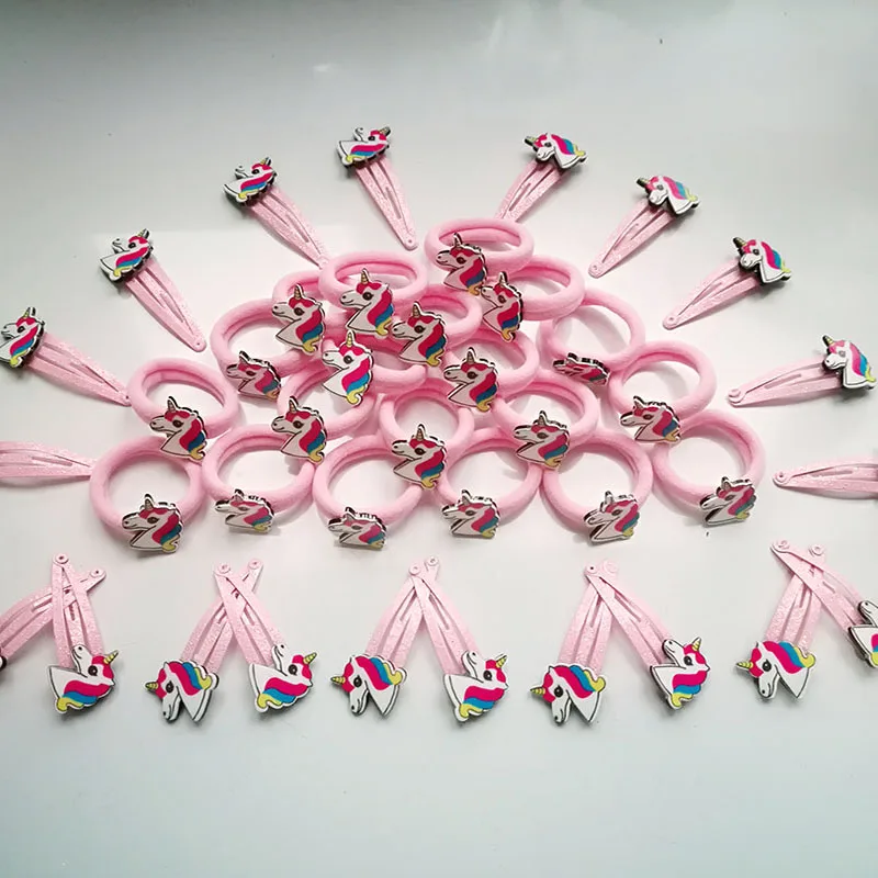 

10PC Unicorn Elastic rubber Band Cartoon Hair Rope Ribbon Hair Tie Kids Girls Rubber Hair bands Hair Accessories with Decoration