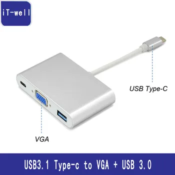 USB Type-C to VGA USB 3.0 PD Charge Adapter 3 In 1 USB-C Video Data Charging Converter for Macbook Chromebook Dell XPS 12/13 USB Type-C to VGA USB 3.0 PD Charge Adapter 3 In 1 USB-C Video Data Charging Converter for Macbook Chromebook Dell XPS 12/13