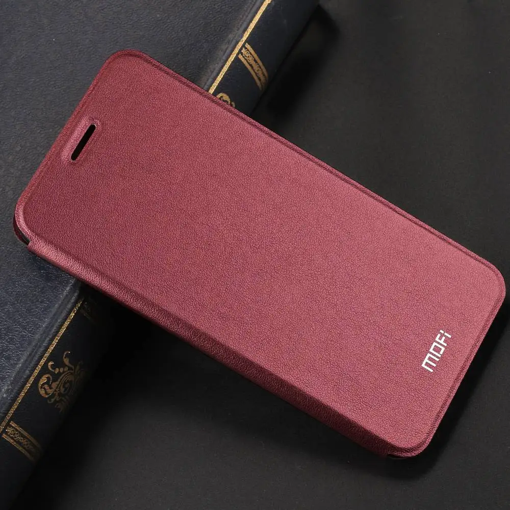 Чехол-книжка MOFi для samsung Galaxy A8 Star Global, чехол для A9 Star Lite из искусственной кожи, чехол для A6+ Plus, силиконовый чехол из ТПУ - Цвет: Wine Red