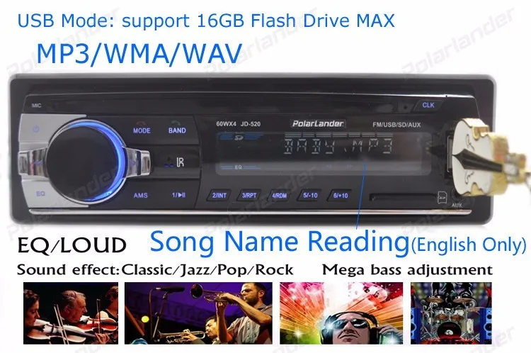 Bluetooth Handfree Автомобильный Радио MP3 аудио плеер FM/USB/SD/Aux In 1Din Dash 12V стерео пульт