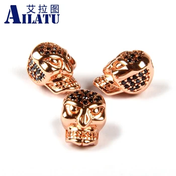 

Ailatu New Arrival Wholesale 10pcs/lot Micro Pave Black Cz Religious Human Mask Charm for DIY Jewelry