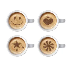 Гринуэлл Сделано Супер Качество Мода Капучино Кофе Barista Трафареты Шаблона Посыпать Pad Duster Спрей Инструменты Кофе, набор из 4