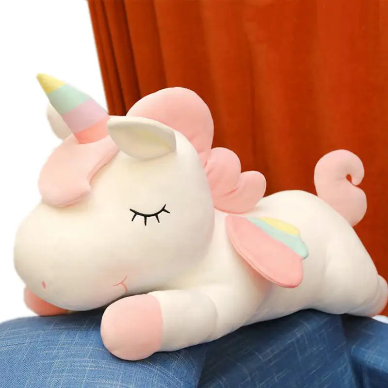 Cute lying rainbow big wings & colourful horn Stuffed rainbow unicornio