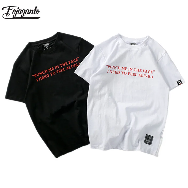 

FOJAGANTO Brand Men T-Shirts Fashion Letter Printing Male T Shirt Men's Tee Top Street Cotton Clothing