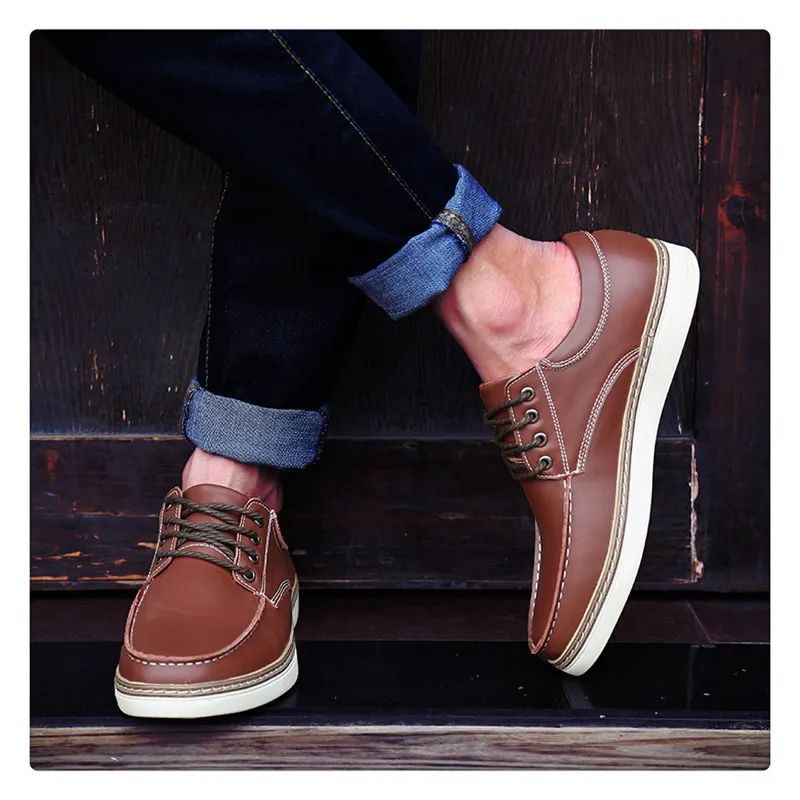 URBANFIND/модные мужские кожаные кроссовки; повседневная обувь; сезон весна-лето; мужская обувь на плоской подошве с кружевом; цвет черный, синий, коричневый; большие размеры 38-47