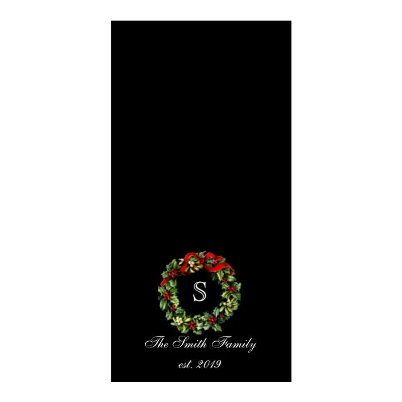 Trendy Black White Monogram Holly Wreath Personalised Kitchen Trendy Black White Monogram Holly