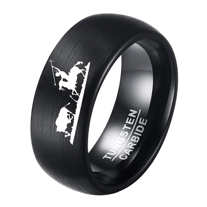 

Dropshipping Personalize Engrave Ancient Man Hunting Bull Rings 8mm Tungsten Wedding Band Women Outdoor Jewelry Size 6-14