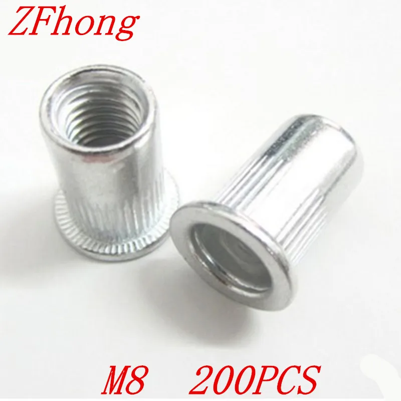 200pcs m8 Aluminium rivet nut Metric Flat Head Blind Insert nut PEM