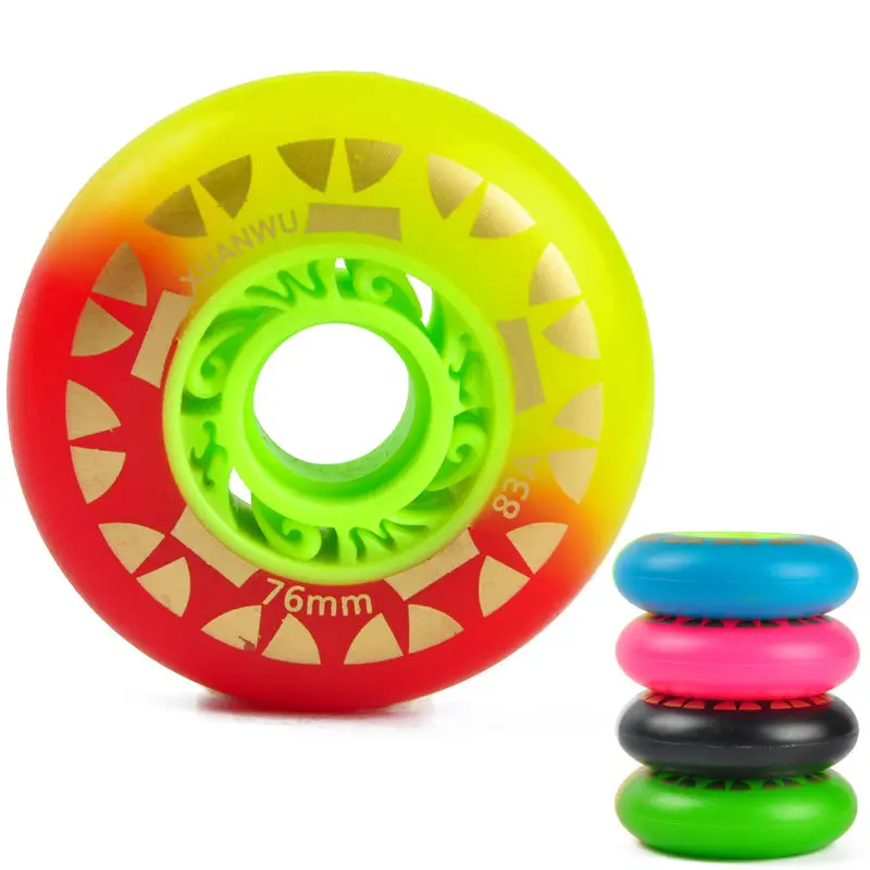 8PCS/Set 72/76/80mm Roller Skate Wheels Double Colors 85A PU Inline