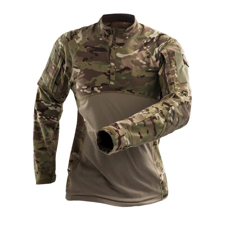 

2019 Men Spring/Summer Military Tactical Shirt Army Camouflage Combat Long Sleeve Shirts Rip-stop Elastis Paintball Shirts