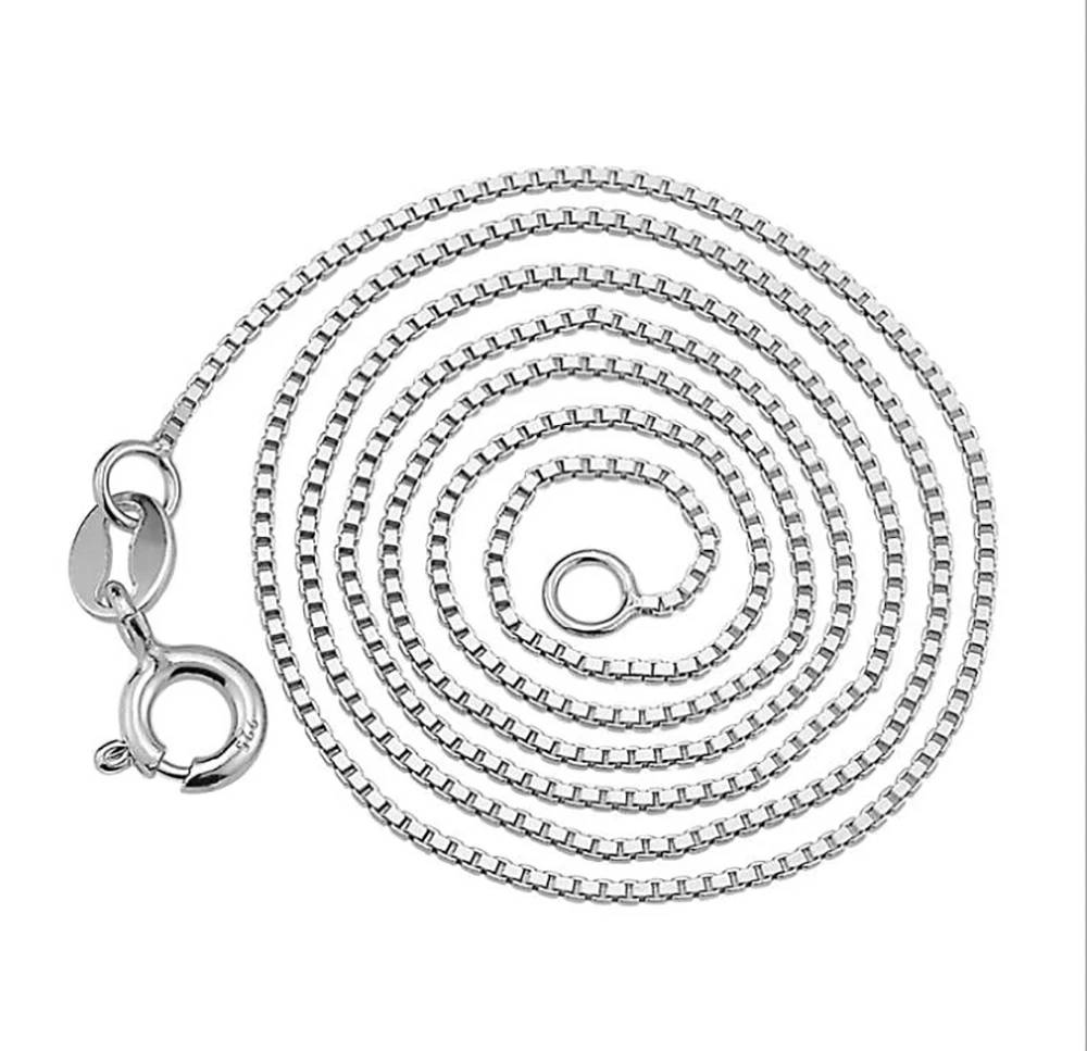 1mm Wholesale Silver Box Chain Necklace Silver Box Venice Necklace