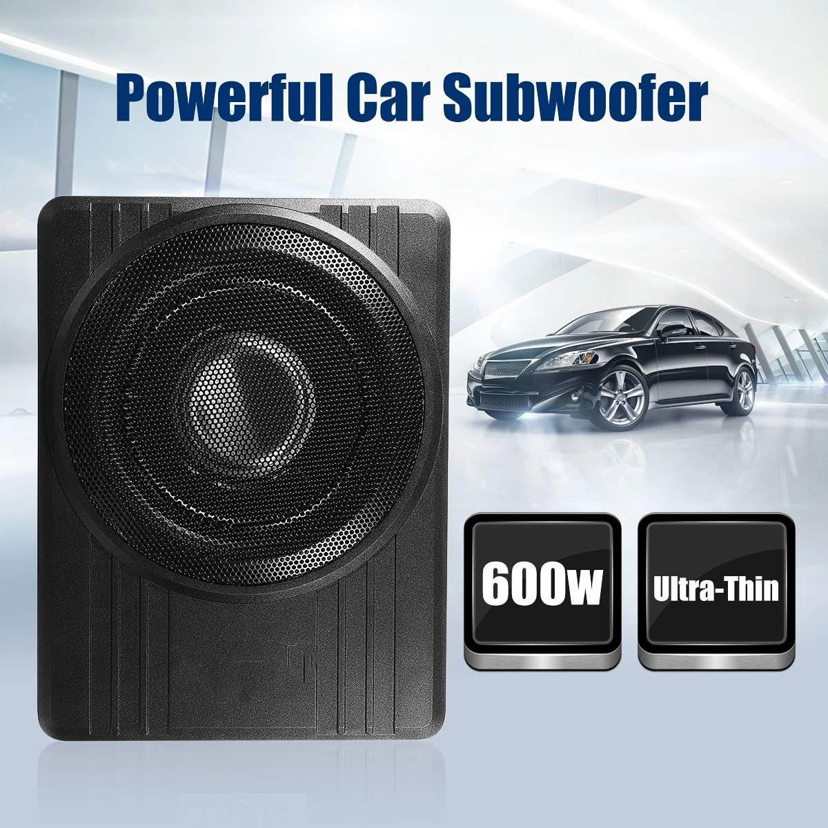 10" 600W Under Seat Car Subwoofer Amplifier Ultra Thin Vehicle Active