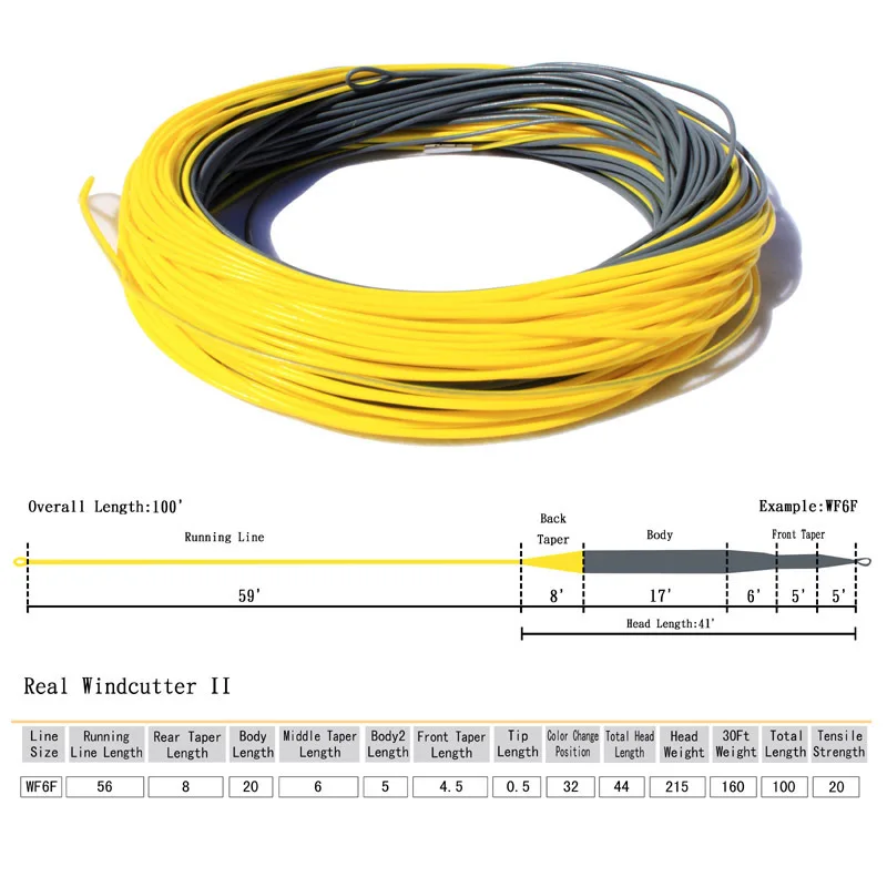 Free Shipping WF4F Weight Forward Floating Fly Fishing Line With Welded Loops 100FT Fishing Line