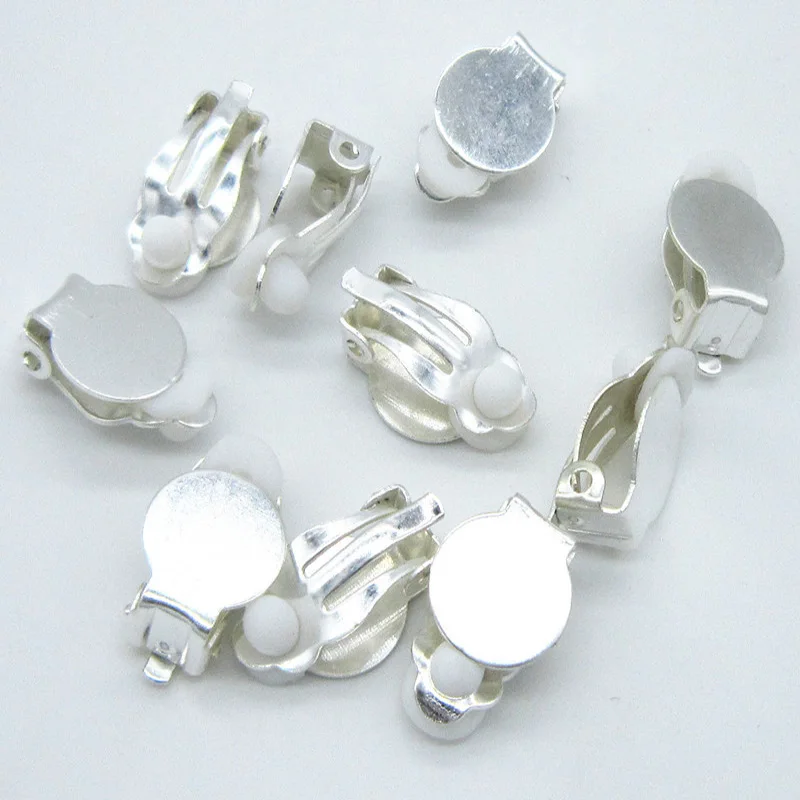 

100pcs/lot Gold Silver Color NO Piercing Earrings Clips 10x10mm Ear Clips Blank Base Settings Craft for DIY Jewelry Making