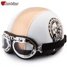 2016 Half Motorcycle Helmets outdoor sport man and woman golden Motorcycle Racing Helmet + motocross Goggles