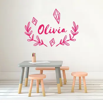

Personalized Name Wall Decal Diamond Applique Girl Name Applique Girl Room Decor Rustic Cabin Style Decor DIY02