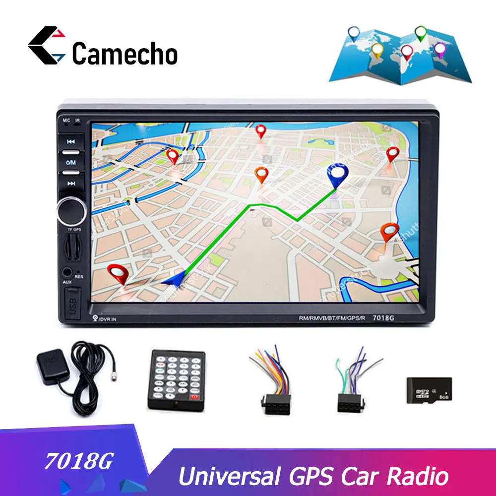 Camecho 2din Car Stereo Multimedia Player GPS Navigaiton Camera Map 7''HD Touch Screen Bluetooth Autoradio 7018G MP3 MP5 Player