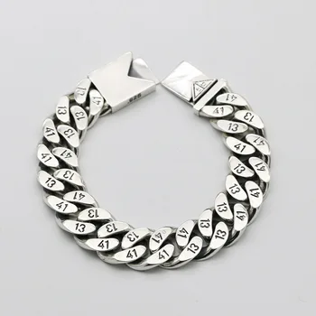

Vintage Thai Silver Punk Style Korean Cool Trend Accessories S925 Sterling Silver Male And Female 1314 Coarse Bracelet