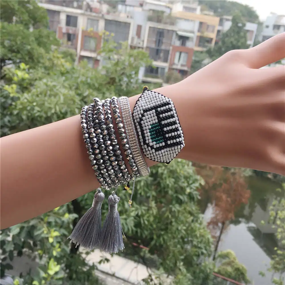 

Delica MIYUKI Bracelet Evil Eye Bracelet 2019 Women Jewelry Pulseras Turkish Lucky Evil Eye Bileklik Silver Crystal Gift