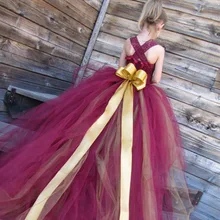 Высокое качество ручной работы бордовое праздничное платье для девочек на день рождения со съемным длинным шлейфом, детское платье с хвостом для подростков