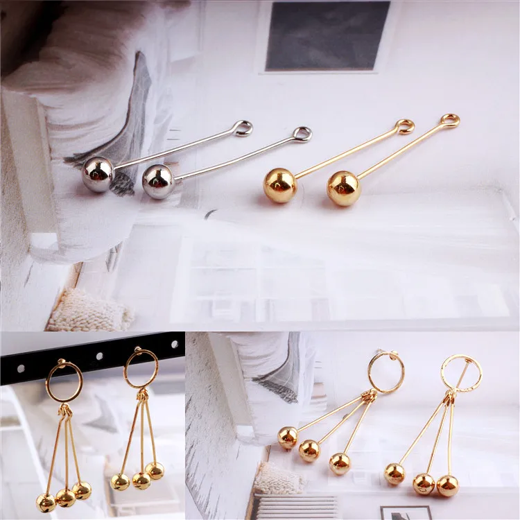 

10PCS Champagne Gold Color Plated Stick with Ball Earring Drop for DIY Earring Jewelry Making Findings Accessories