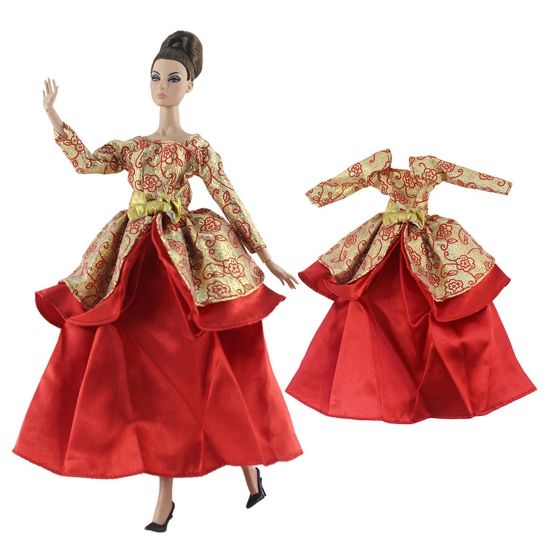 Красное золото кукла 1/6 Одежда для куклы Барби платье принцессы вечернее платье для куклы Барби наряды 1:6 аксессуары для кукол игрушки