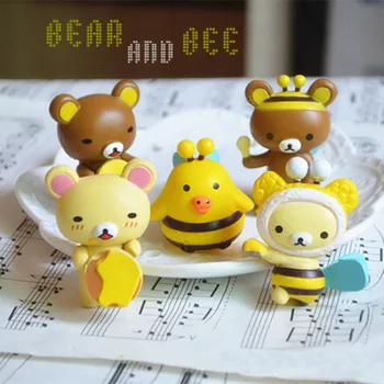 

5PCS Cartoon Big Bee Bear Slime Charms Beads Slime Accessories Making Supplies With Drawstring Pouch for DIY Crafts Scrapbooki