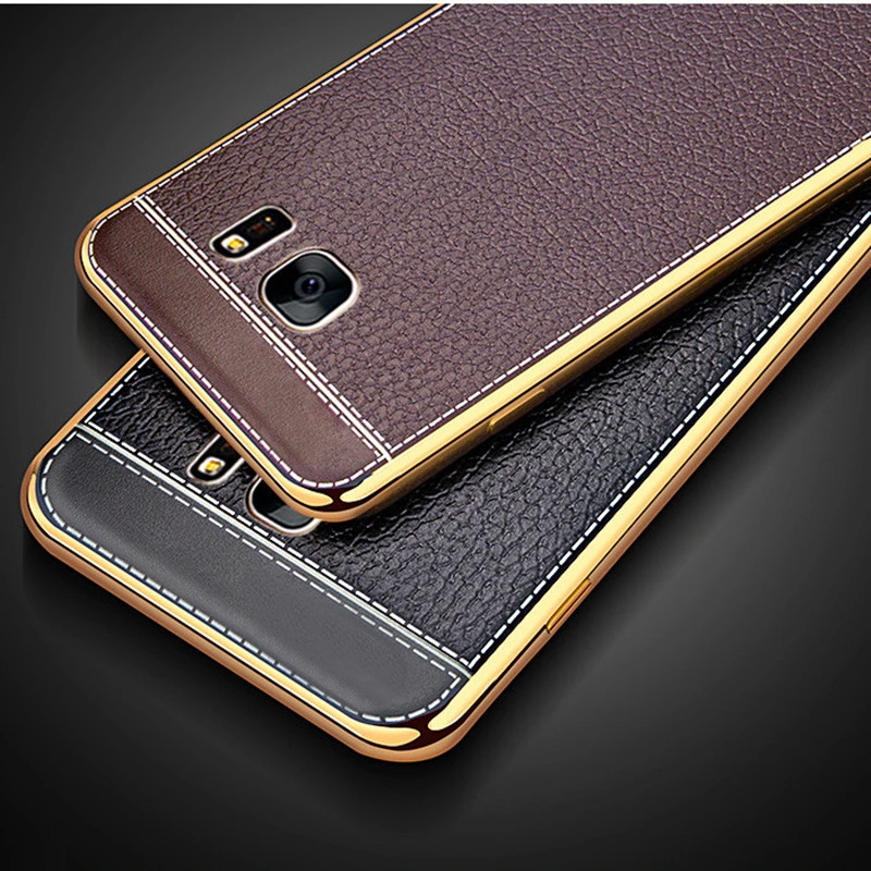

Leather Case For Samsung Galaxy S6 S7 edge S8 S9 Plus A3 A5 A7 2016 2017 J3 j5 j7 Note8 Grand Prime Plating Soft TPU Cover