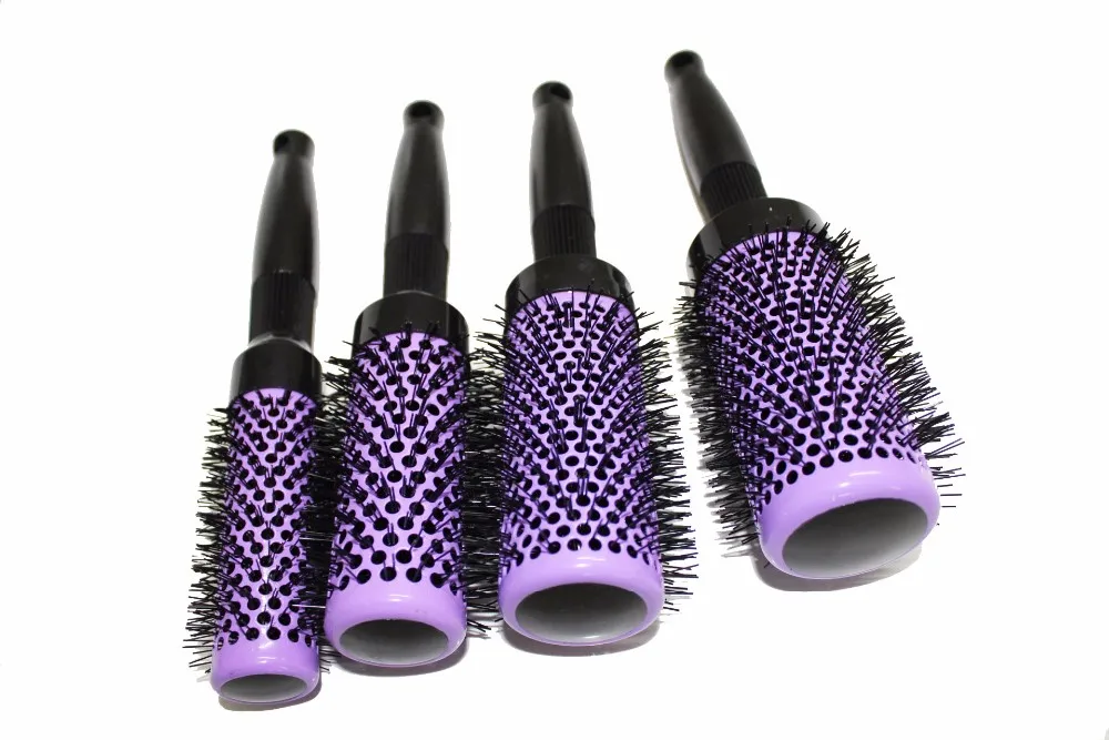 Conjunto de Escova de Cabelo Escova de Cabelo Peças com Tambor Resistente ao Calor da Escova de Ondulação do Cabelo com Ventilador Redonda do Lote de 4 Iônico Revestido Cerâmico Uso 3 Conjunto de escova de cabelo iônico, escova