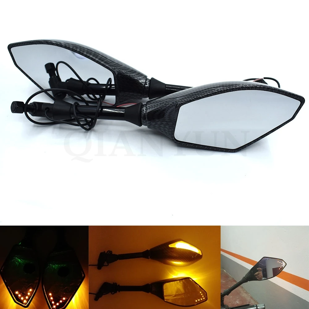 

Carbon 10MM Motorcycle LED Turn Signal Light Rearview Mirrors For Honda PCX 150 CB919 CB1000R CBR600 F4/F4I z900 EX-300