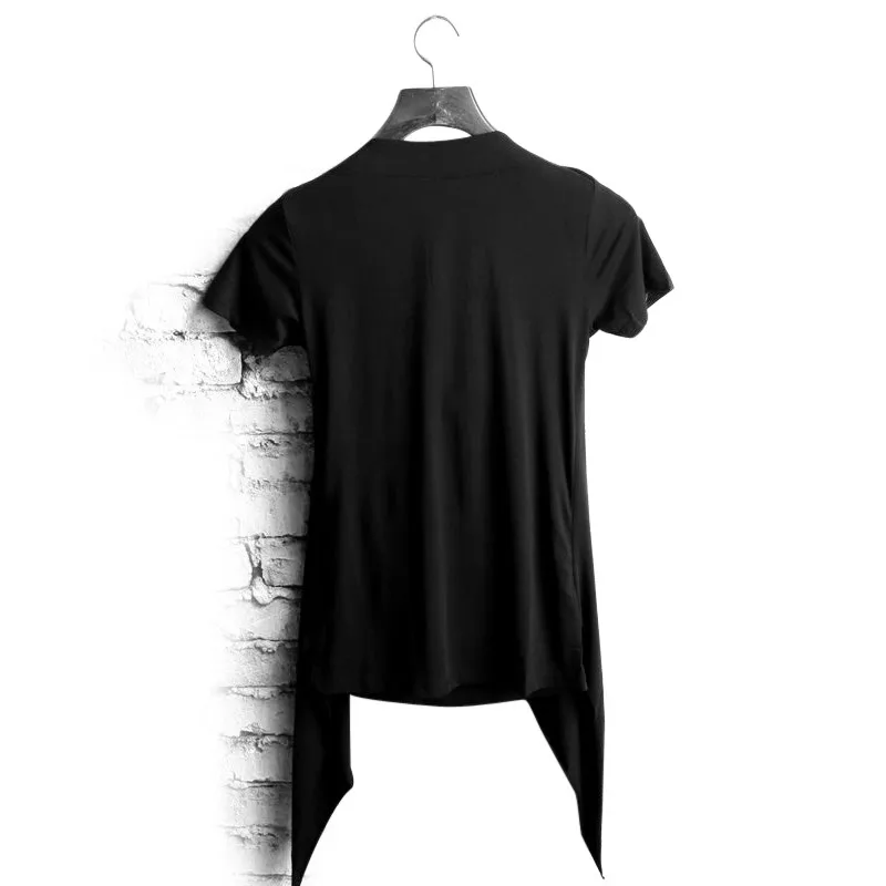 Non-mainstream personality faux two piece male heap turtleneck slim short-sleeve T-shirt the trend of fashion t-shirt