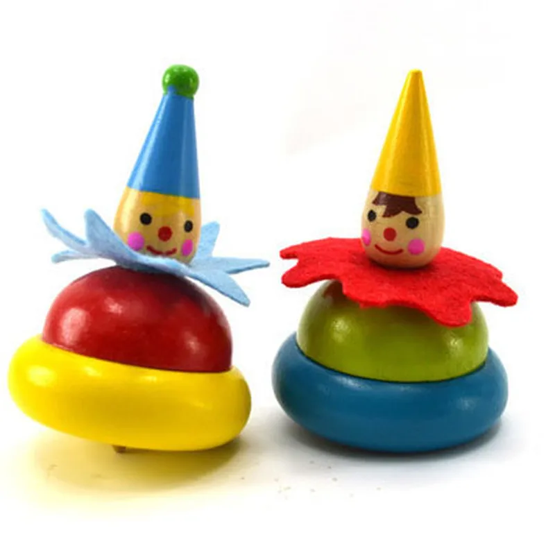 

Painted Clown Spinning Tops Puzzle Children Wooden Toys Funny Fun Toys Children's Educational Toys Color Random