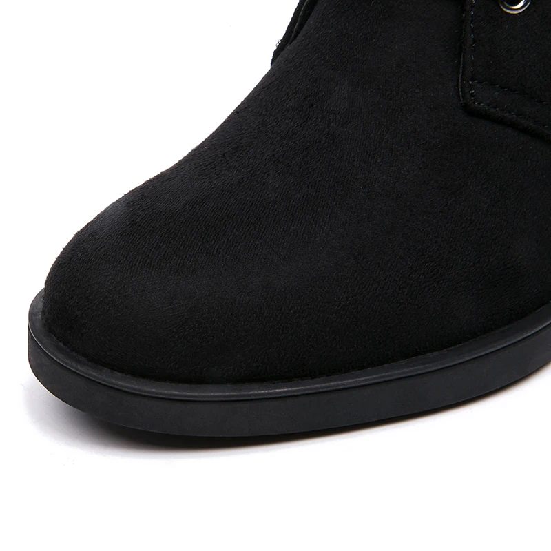 AIMEIGAO/осенне-зимние черные замшевые ботинки женская обувь теплые кожаные ботильоны на меху женские Ботинки martin на молнии с квадратным каблуком Лидер продаж