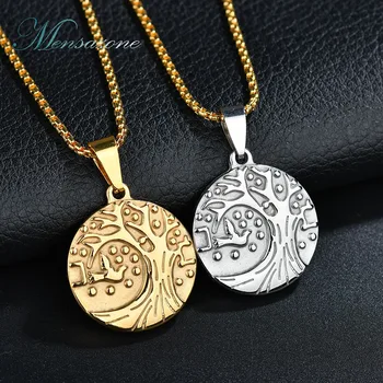 

MENSAZONE 2018 Fashion Tree of Life Necklaces For Women Silver Color Stainless Steel Necklace Pendants Jewelry Gifts