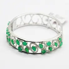 Новинка года Натуральный Зеленый Изумрудный браслет GVBORI бренд Для женщин браслет стерлингового серебра 925 Best подарок для друга